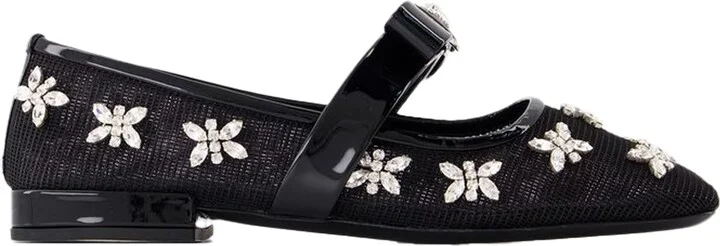 Gianni Ribbon Flat Shoes - Versace - Leather - Black