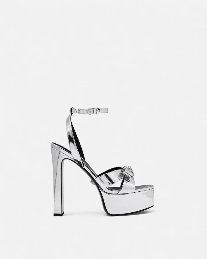 Gianni Ribbon Metallic Sandals 140 mm