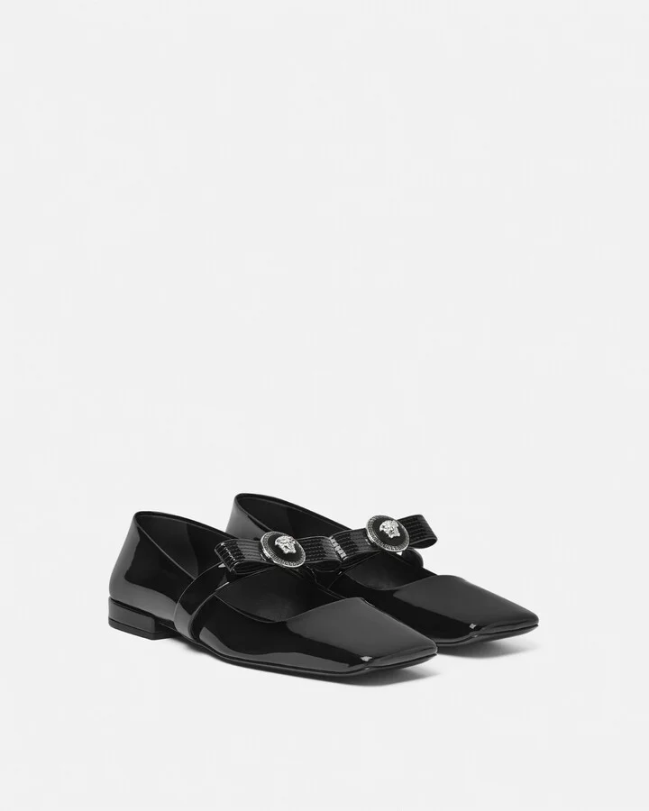 Gianni Ribbon Patent Ballerinas - Image 2