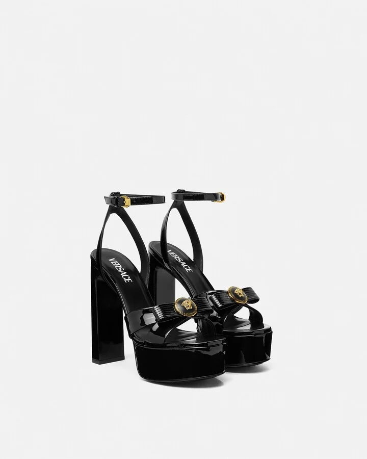 Gianni Ribbon Patent Sandals 140 mm - Image 2