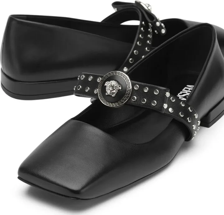 Gianni Ribbon studded ballerina shoes - Image 4