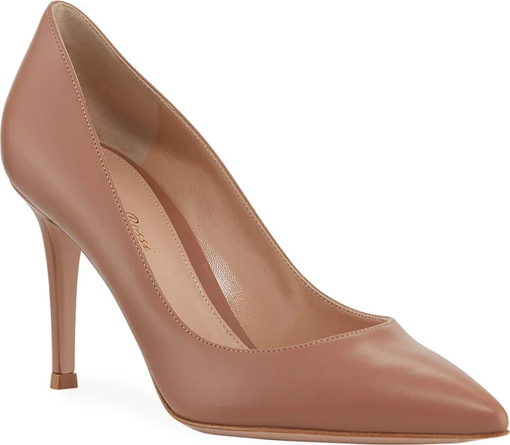 Gianvito 85 Vitello Leather Point-Toe Pumps - Image 2