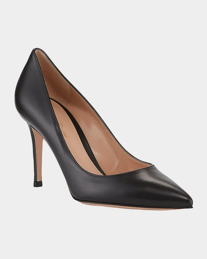 Gianvito 85 Vitello Leather Point-Toe Pumps - Image 4