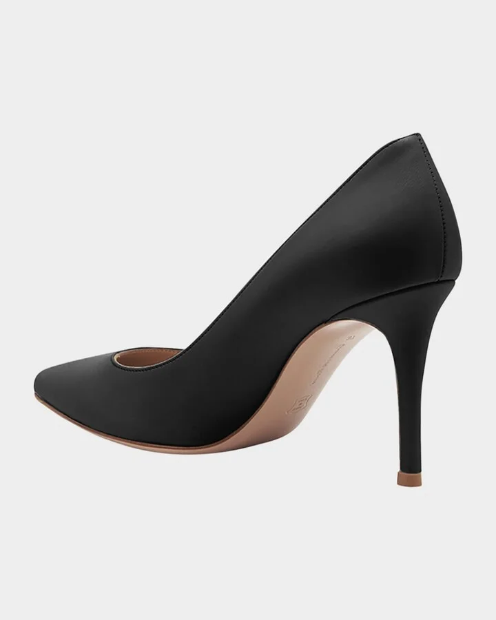 Gianvito 85 Vitello Leather Point-Toe Pumps - Image 5