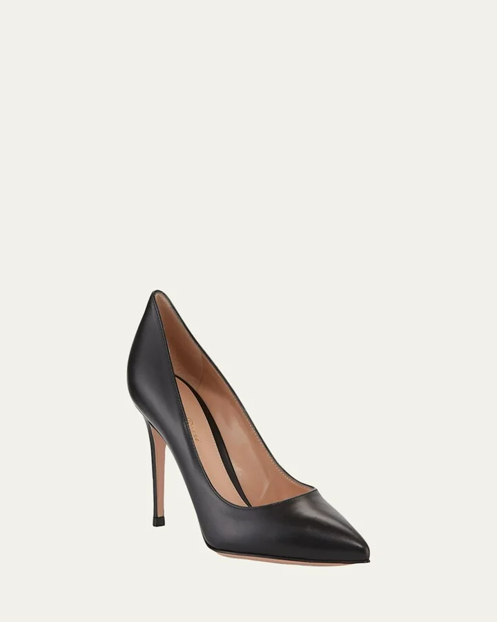 Gianvito 85 Vitello Leather Point-Toe Pumps - Image 6