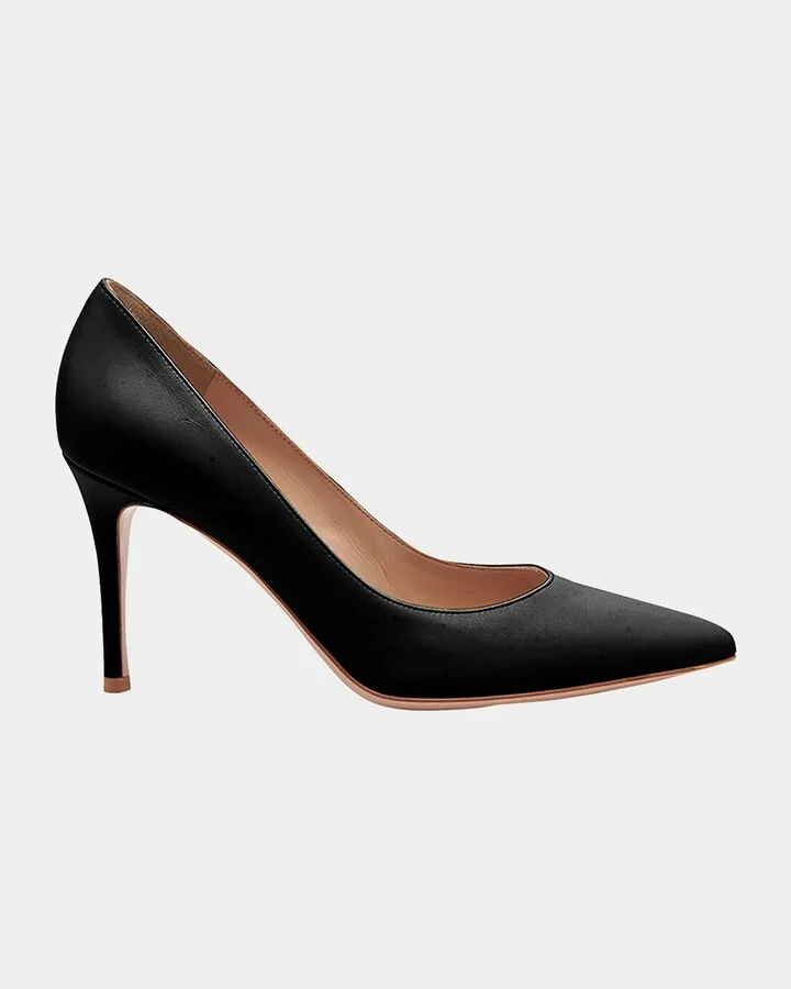 Gianvito 85 Vitello Leather Point-Toe Pumps
