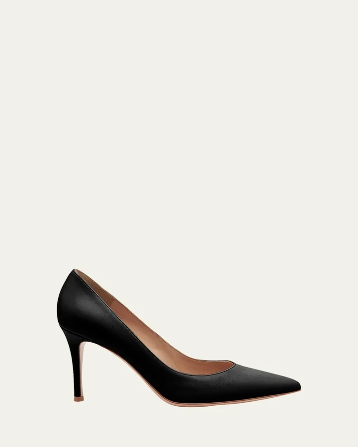 Gianvito 85 Vitello Leather Point-Toe Pumps