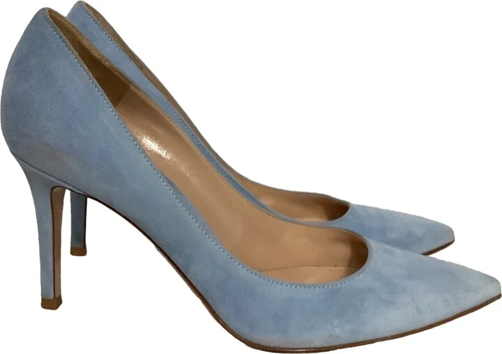 Gianvito Pointed Pumps in Blue Suede