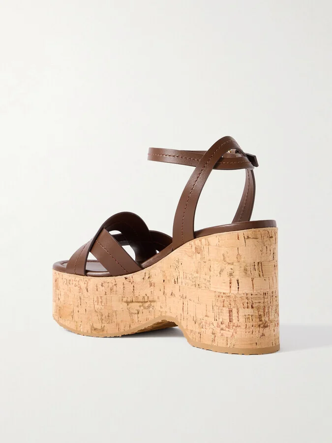 Gianvito Rossi - 105 Leather Platform Sandals - Brown - Image 3