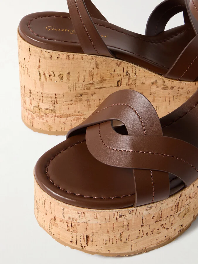 Gianvito Rossi - 105 Leather Platform Sandals - Brown - Image 4