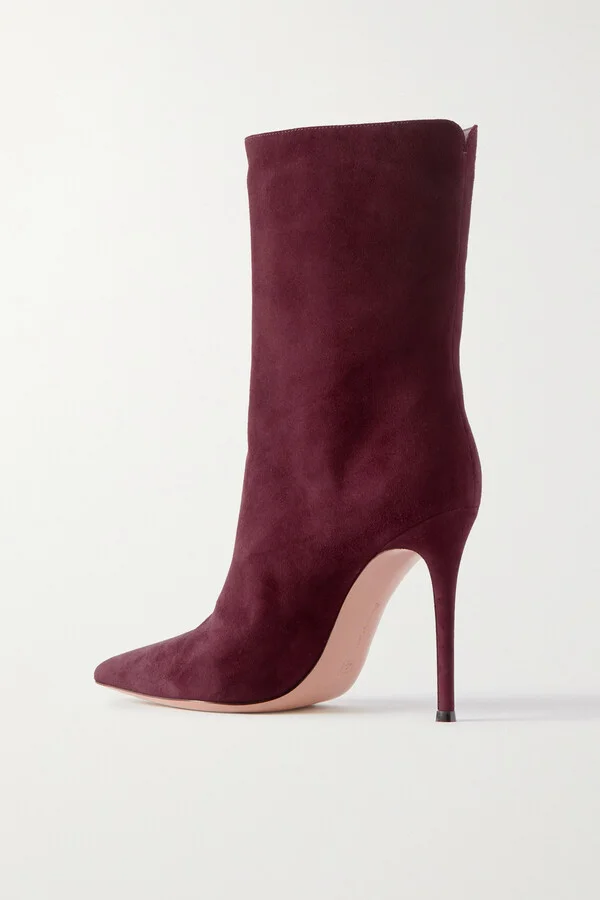 Gianvito Rossi - 105 Suede Ankle Boots - Burgundy - Image 3