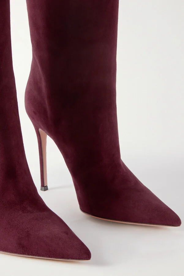 Gianvito Rossi - 105 Suede Ankle Boots - Burgundy - Image 4