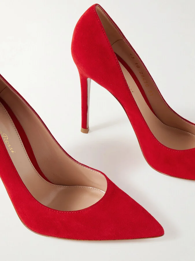 Gianvito Rossi - 105 Suede Pumps - Red - Image 4