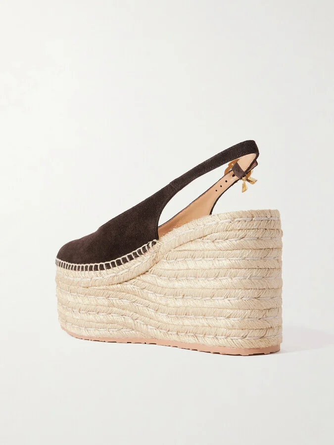 Gianvito Rossi - 110 Suede Slingback Platform Espadrilles - Brown - Image 3