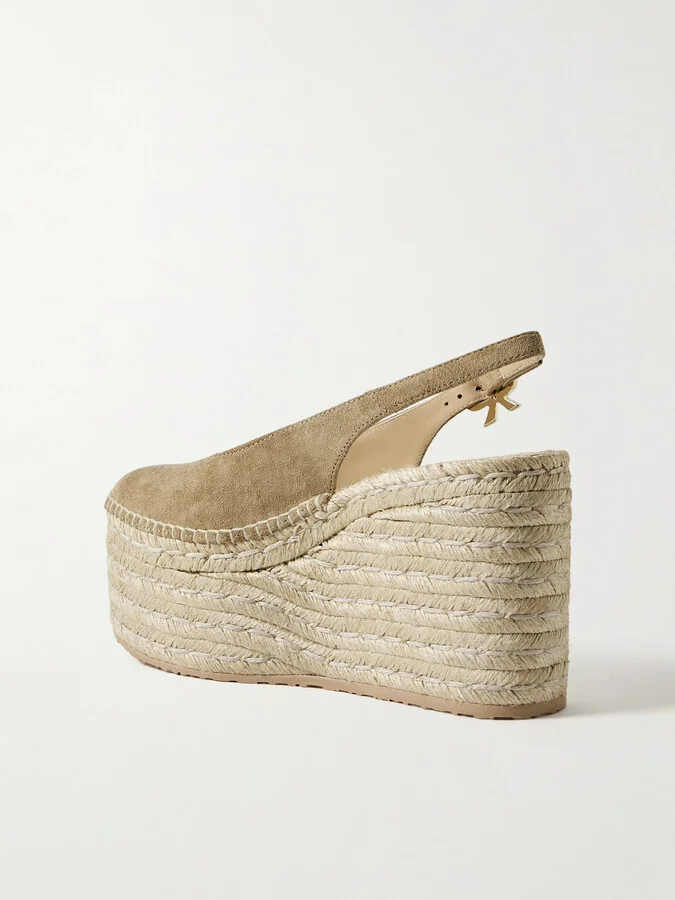 Gianvito Rossi - 110 Suede Slingback Platform Espadrilles - Brown - Image 2