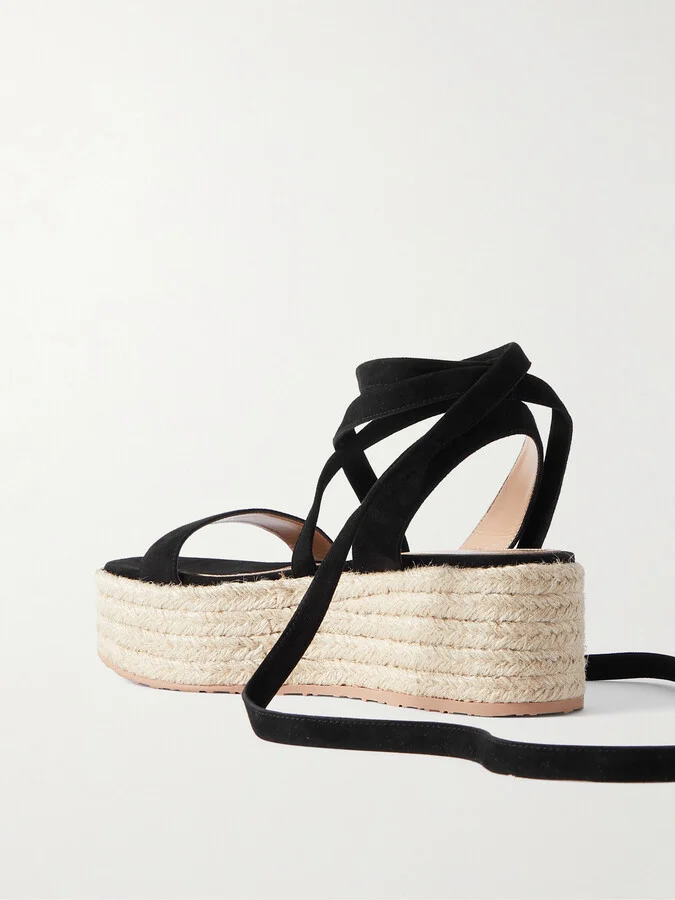 Gianvito Rossi - 40 Suede Platform Espadrilles - Black - Image 3