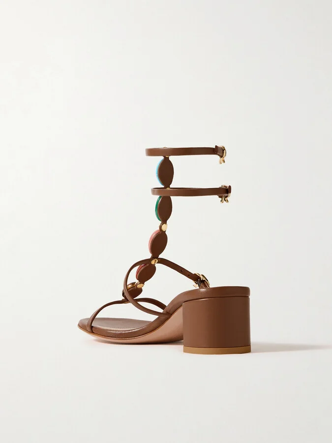 Gianvito Rossi - 45 Embellished Leather Sandals - Brown - Image 3