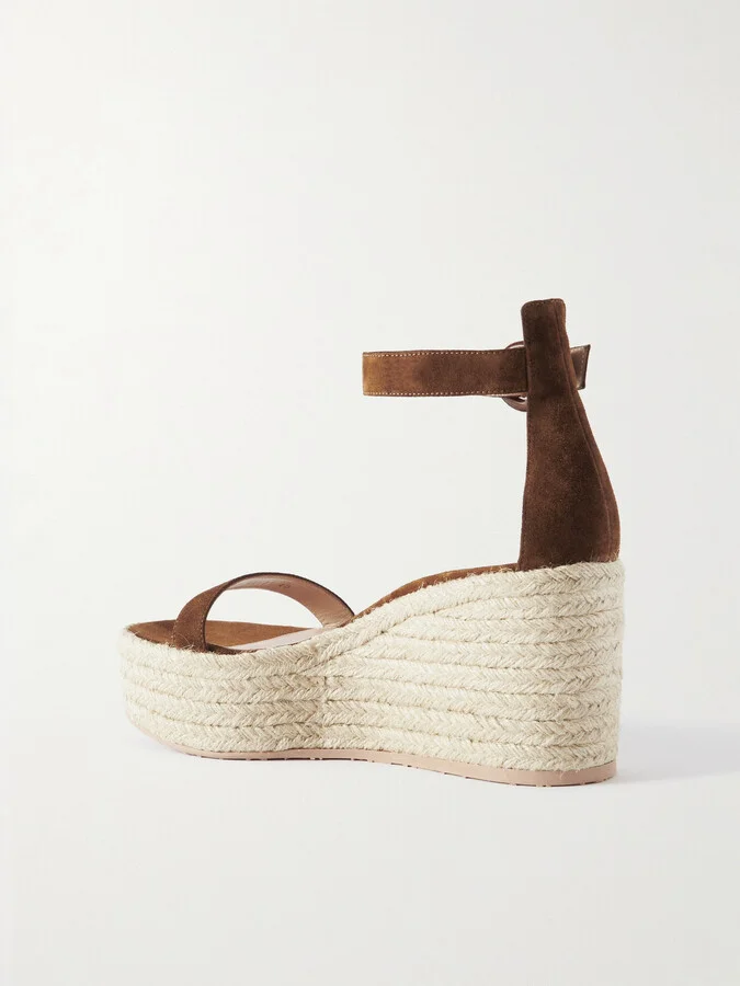 Gianvito Rossi - 45 Suede Espadrille Wedge Sandals - Brown - Image 3