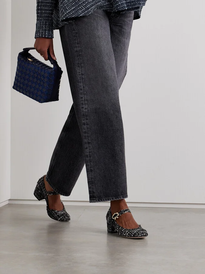Gianvito Rossi - 45 Tweed Mary Jane Pumps - Black - Image 2