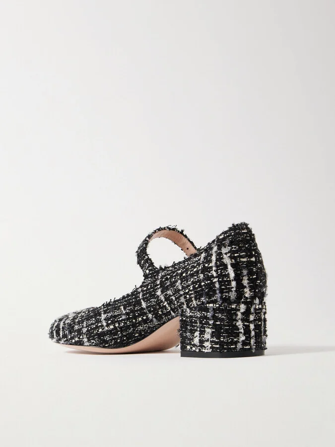 Gianvito Rossi - 45 Tweed Mary Jane Pumps - Black - Image 3
