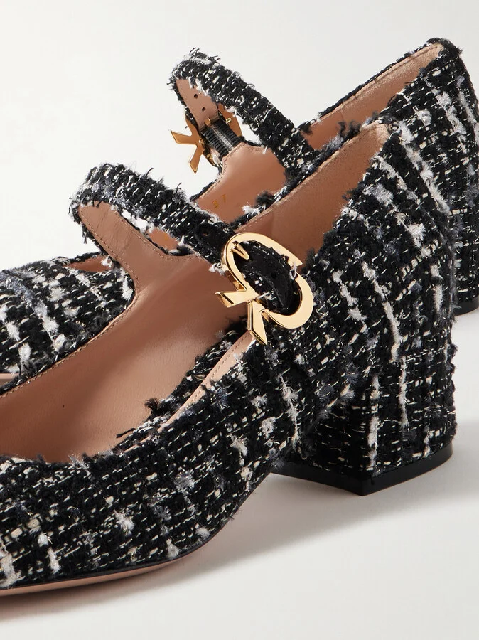 Gianvito Rossi - 45 Tweed Mary Jane Pumps - Black - Image 4