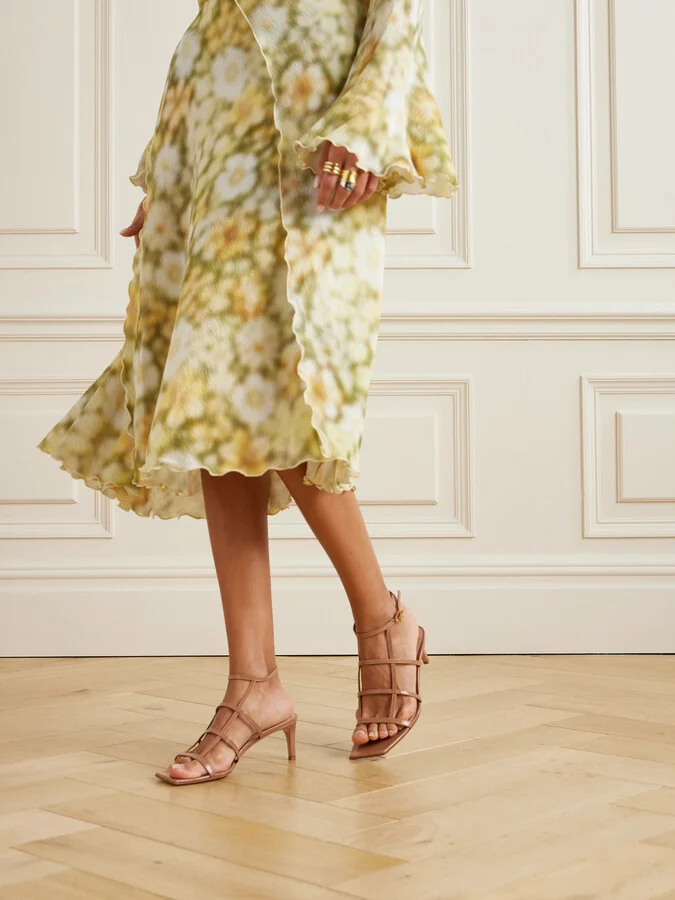Gianvito Rossi - 55 Glossed-leather Sandals - Neutrals - Image 2