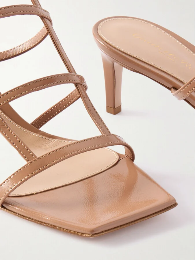 Gianvito Rossi - 55 Glossed-leather Sandals - Neutrals - Image 4