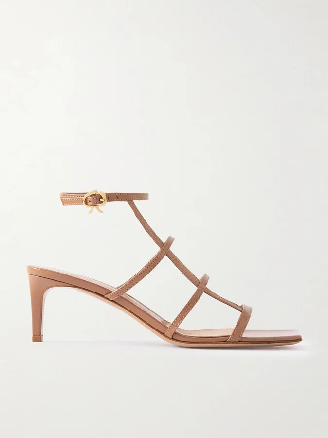 Gianvito Rossi - 55 Glossed-leather Sandals - Neutrals