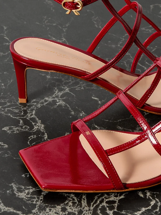 Gianvito Rossi - 55 Glossed-leather Sandals - Red - Image 4