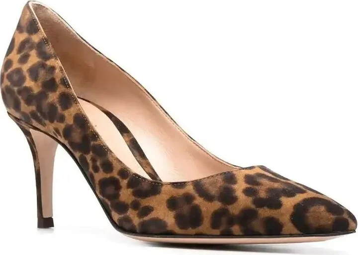 Gianvito Rossi 70 Camoscio Leopard Print Pump - Image 2