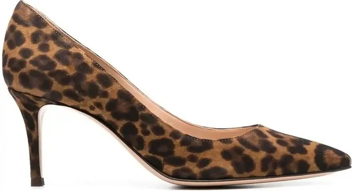 Gianvito Rossi 70 Camoscio Leopard Print Pump