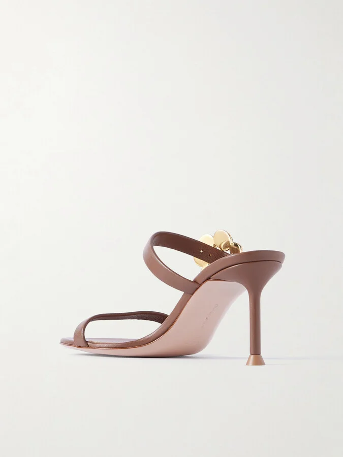 Gianvito Rossi - 70 Embellished Leather Sandals - Brown - Image 3