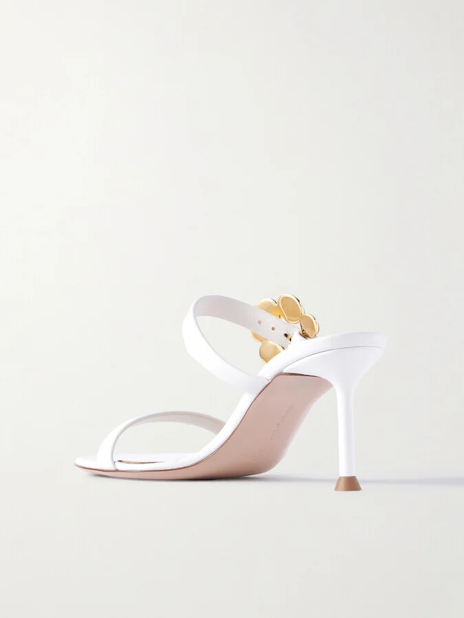 Gianvito Rossi - 70 Embellished Leather Sandals - White - Image 3