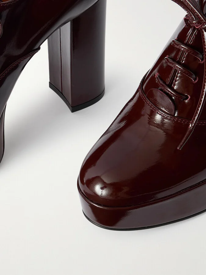 Gianvito Rossi - 70 Patent-leather Platform Oxford Pumps - Brown - Image 4