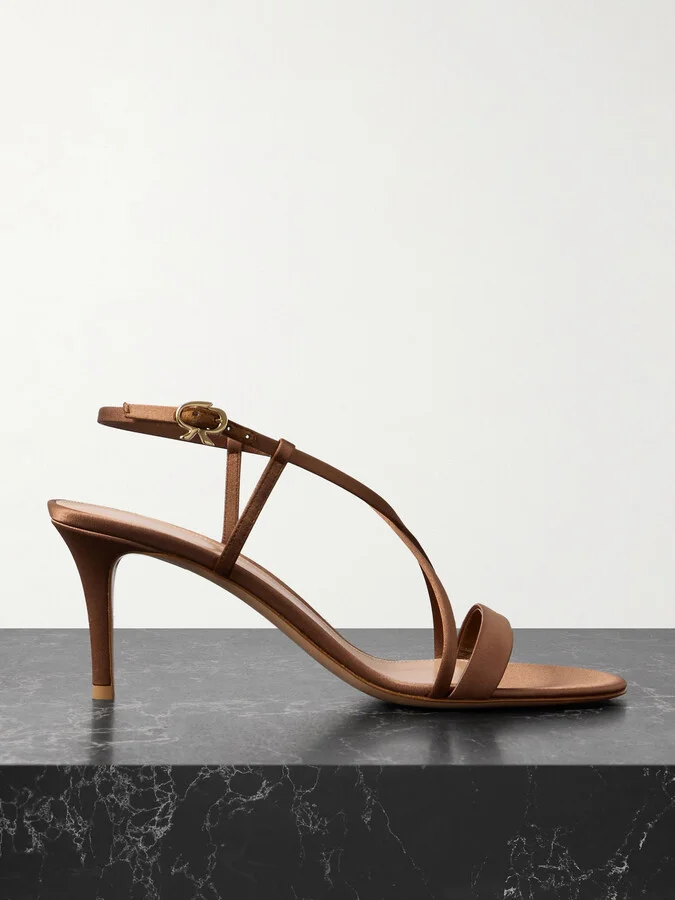 Gianvito Rossi - 70 Satin Sandals - Brown
