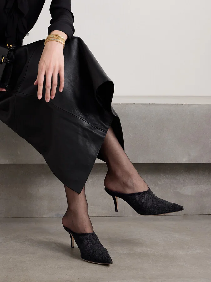 Gianvito Rossi - 70mm Corded Lace Mules - Black - Image 2