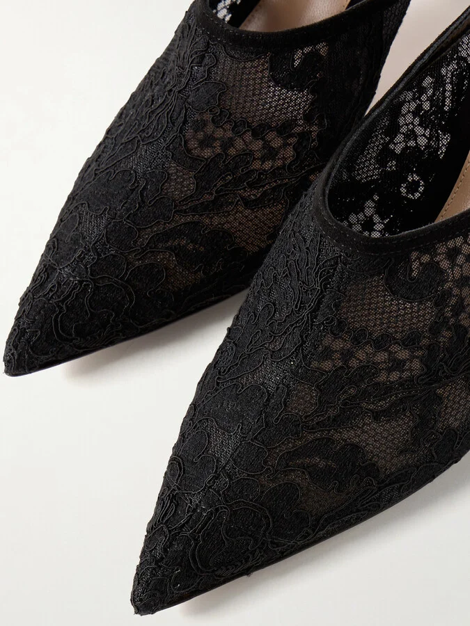 Gianvito Rossi - 70mm Corded Lace Mules - Black - Image 4