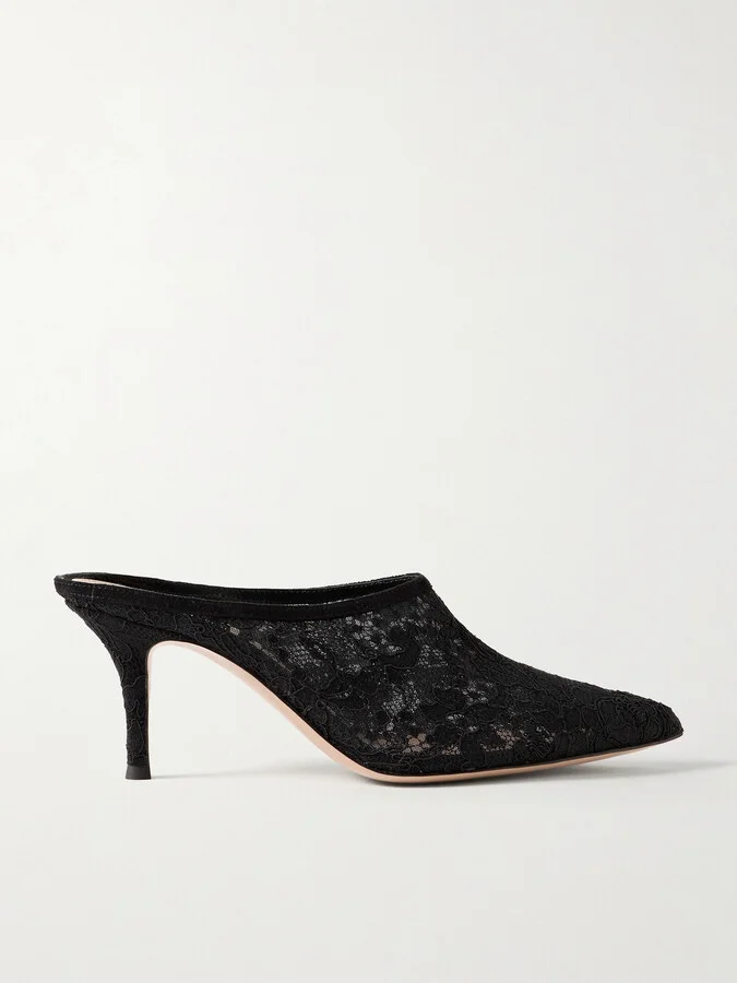 Gianvito Rossi - 70mm Corded Lace Mules - Black