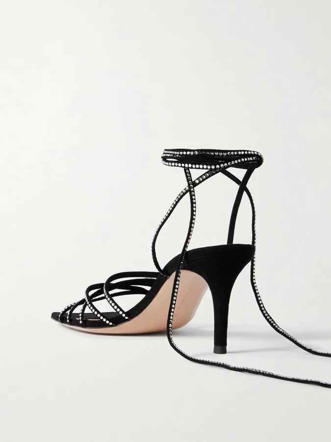 Gianvito Rossi - 75 Crystal-embellished Suede Sandals - Black - Image 3