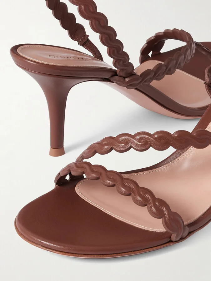 Gianvito Rossi - 80 Leather Slingback Sandals - Brown - Image 4