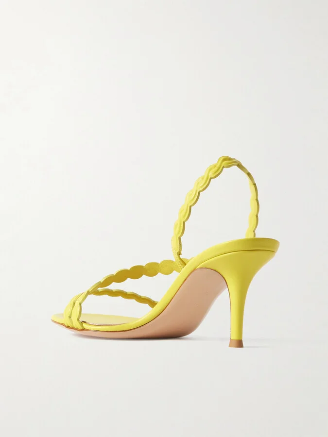 Gianvito Rossi - 80 Leather Slingback Sandals - Yellow - Image 3