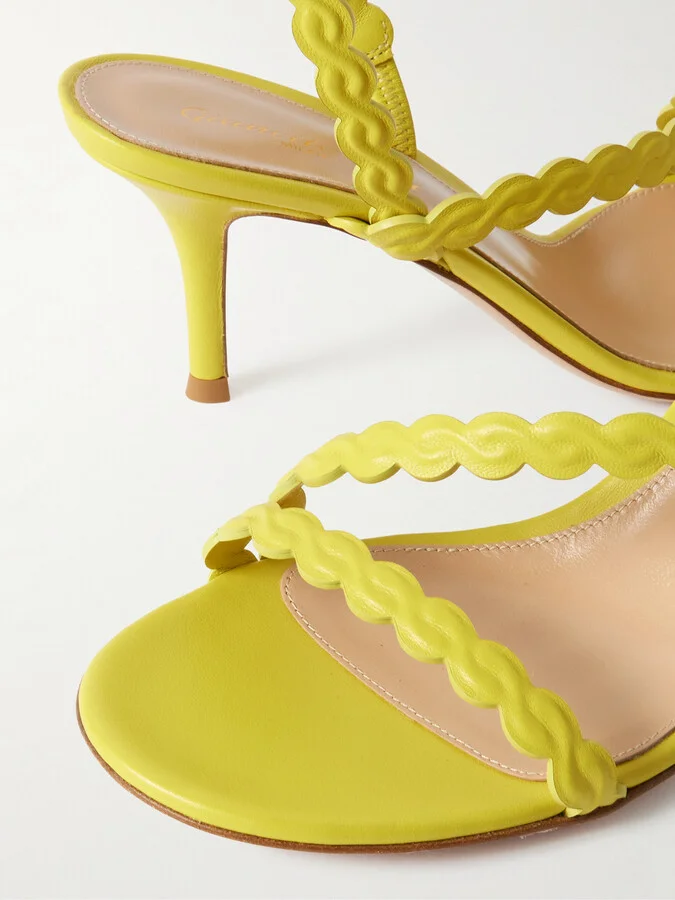 Gianvito Rossi - 80 Leather Slingback Sandals - Yellow - Image 4