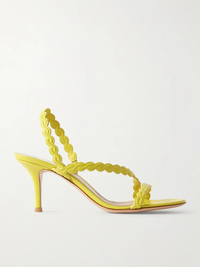 Gianvito Rossi - 80 Leather Slingback Sandals - Yellow