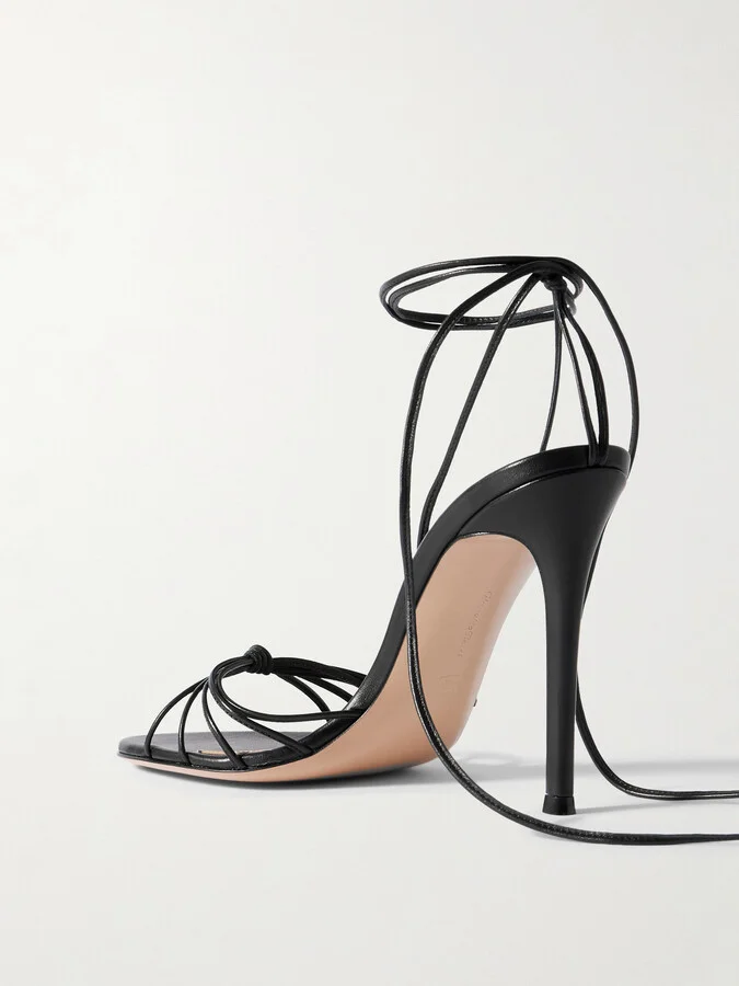 Gianvito Rossi - 85 Lace-up Leather Sandals - Black - Image 3