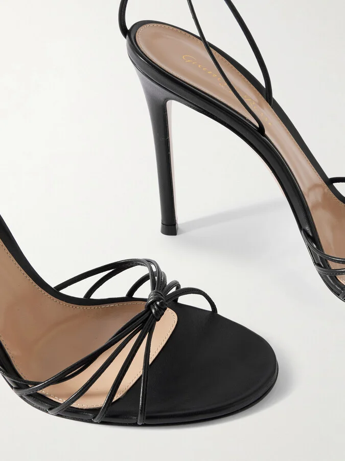 Gianvito Rossi - 85 Lace-up Leather Sandals - Black - Image 4