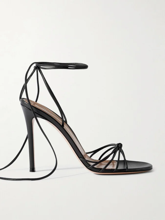 Gianvito Rossi - 85 Lace-up Leather Sandals - Black