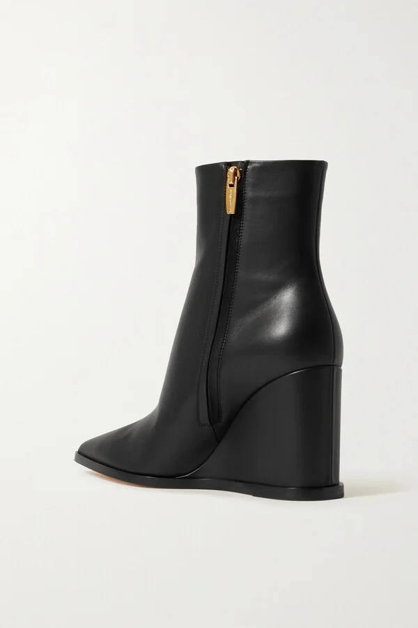 Gianvito Rossi - 85 Leather Wedge Ankle Boots - Black - Image 3