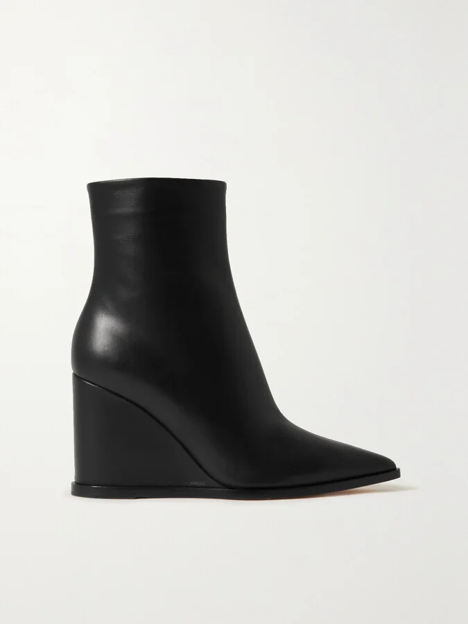 Gianvito Rossi - 85 Leather Wedge Ankle Boots - Black