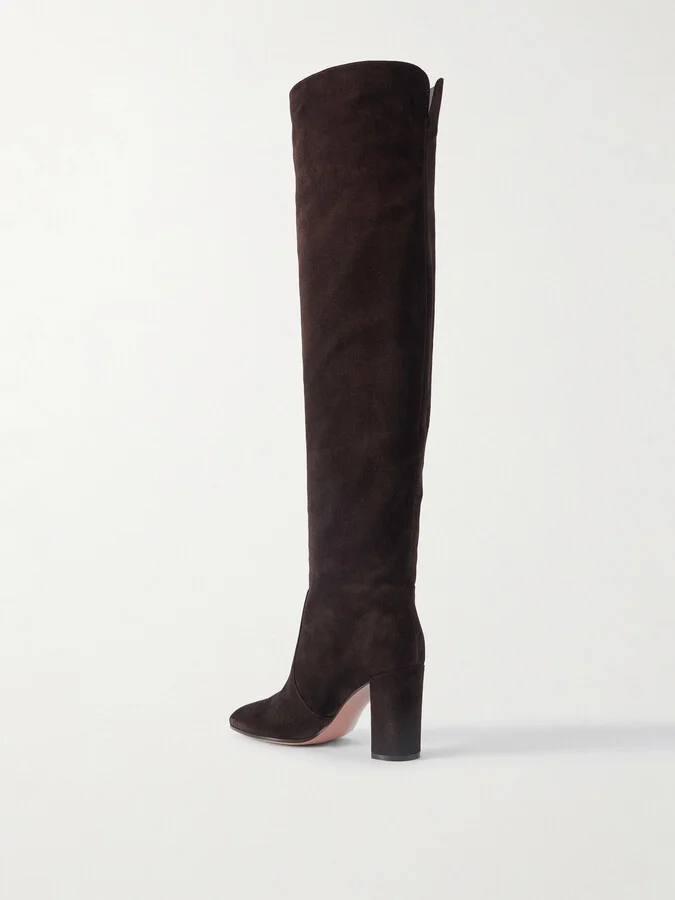 Gianvito Rossi - 85 Over-the-knee Suede Boots - Brown - Image 3