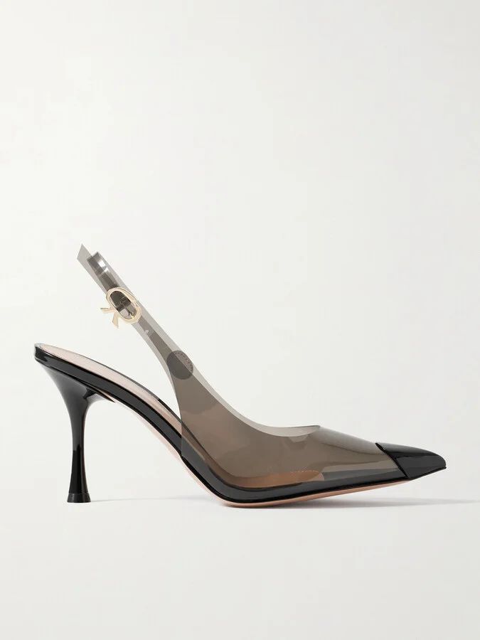 Gianvito Rossi - 85 Patent Leather-trimmed Pvc Slingback Pumps - Black
